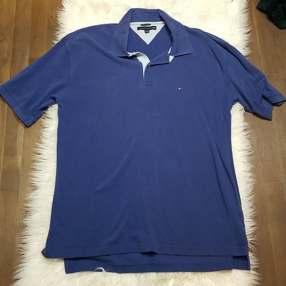 Tommy Hilfiger Men's Polo Shirt XXL Blue Short Sleeve Classic Fit Cotton